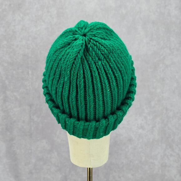 Green Crochet Knit Bucket Cap Hat Fun Vintage Y2K Funky Beanie - Picture 4 of 4